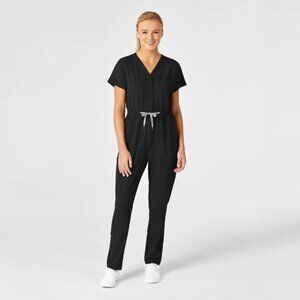 WonderWink Women's RENEW Nurse Scrub Zip Front Jumpsuit Black - Size L